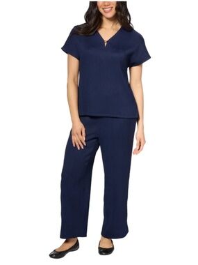 Jones New York Women's Textured 2-Piece Crop Pant Set NWT